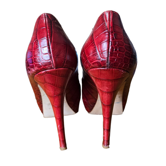 Le Silla red platform snakeskin pumps heels size 9 - Picture 6 of 8